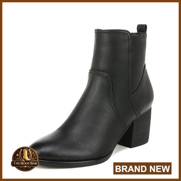 Stacked Block Heel Ankle Booties Western Chic Minimal Retro Elegant Boots